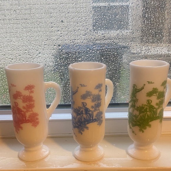 Avon Vintage Milk Glass Mugs - Red, Blue, Green - Picture 1 of 1